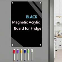 1 Set Acrylic Magnetic Fridge Calendar With Markers, Clear Dry Erase Board For Weekly Meal Planning, Grocery List & Chore Chart, Kitchen Organization - Multicolor - View 6