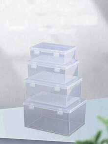 1pc Rectangular Transparent Plastic Fishing Tackle Storage Box, Jewelry Accessories Tool Organizer Box (With Flip Cover), For Electronic Components, Hardware, Toy Parts, Etc. , Makeup Room Decor - Clear - View 1