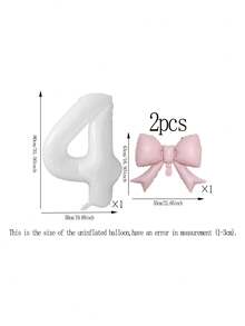 2pcs 32-Inch Number Balloon Set, Pink & Red Bow Foil Balloons, White, Red, Black & Cream 0-9 Number Balloons Suitable For Birthday Party, Anniversary Decoration - Multicolor - View 17