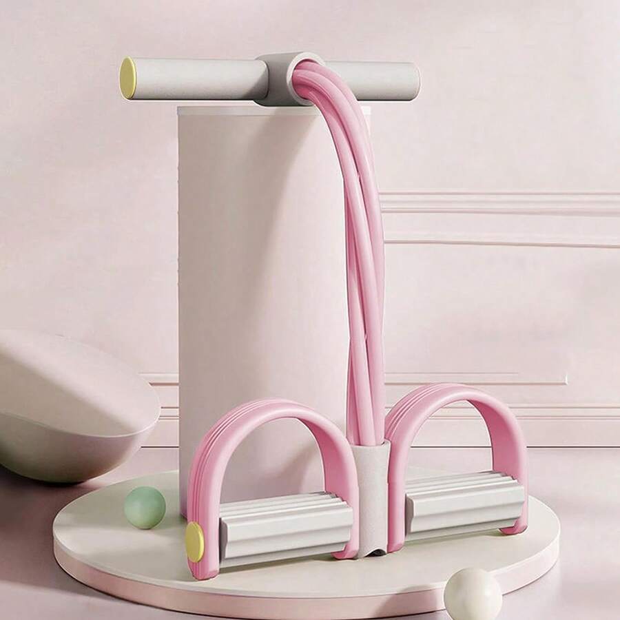 Resistance Pedal Bands Tension Rope Foot Exerciser With Puller Yoga Trainer Pink - Pink - View 1