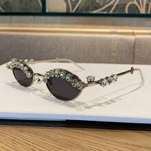 Fashionable, Simple, And Elegant Oval Small-Frame  For Street Photography And Sun Protection - Silver Gray - View 11