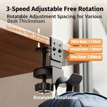 360°旋转重型桌面夹式耳机支架 - 可调节高度游戏耳机支架，节省空间的背包/手提包/衣架，多功能游戏桌面收纳架（游戏玩家/办公礼物） - 彩色 - 查看 4