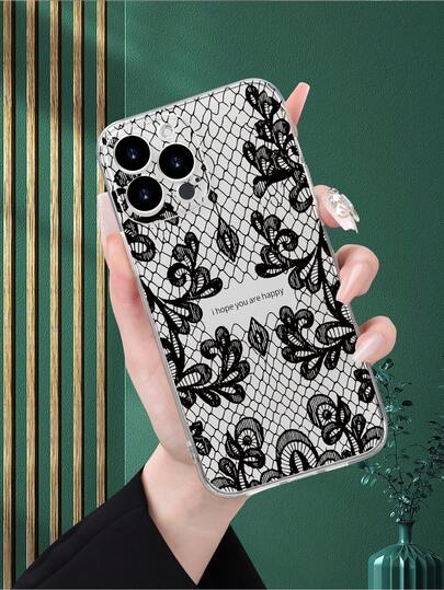 1pc Fashionable Vintage Lace 2D Pattern Full Coverage Soft TPU Phone Case, Compatible With Apple 17, 16, 15, 14, 13, 12, 11 Pro/Pro Max/Plus And Other Galaxy Models, Suitable As Birthday, New Year, Valentine's Day, Eid, Easter, April Fool's Day Gift For Friends, Family, Colleagues, Loved Ones