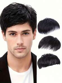 1pc Men's Short Wig - Men's Hair Topper. Fashionable, Invisible Hair Topper Designed For Thinning Hair And Covering "Mediterranean-Style" Baldness. This Stylish Seamless Flip-Style Wig Has A Natural, Invisible Appearance, Straight Hair Texture, And Soft Feel, With Fully Customizable Styling., Halloween - Multicolor - View 7
