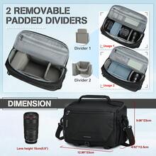 NEWHEY Camera Bag, Small DSLR/Mirrorless/Mirrorless Camera Shoulder Bag, Waterproof Camera Bag With Tripod Mount And Rain Cover, Compact Crossbody Camera Bag, Suitable For Photographers' Daily Use, Black/Khaki - Multicolor - View 7