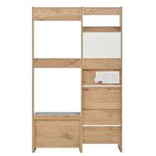 Wardrobe Set, Wall-Mounted Wardrobe, Hallway Wardrobe Set With Shoe Bench, Wardrobe Set With 4 Coat Hooks, 1 Drawer And 2 Doors, Natural, W108.5 X D35 X H180 Cm - White - View 1