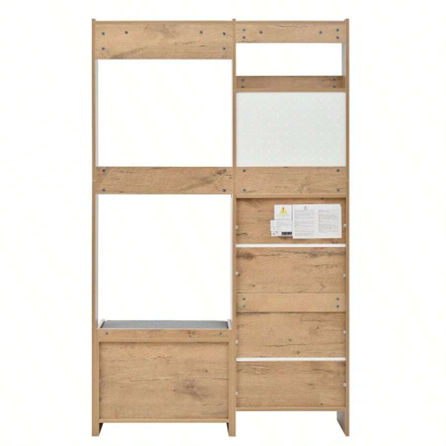 Wardrobe Set, Wall-Mounted Wardrobe, Hallway Wardrobe Set With Shoe Bench, Wardrobe Set With 4 Coat Hooks, 1 Drawer And 2 Doors, Natural, W108.5 X D35 X H180 Cm - White - View 1