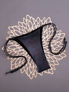 New Fashion Snake Skin Foil Bikini Set For Women - Black - View 4