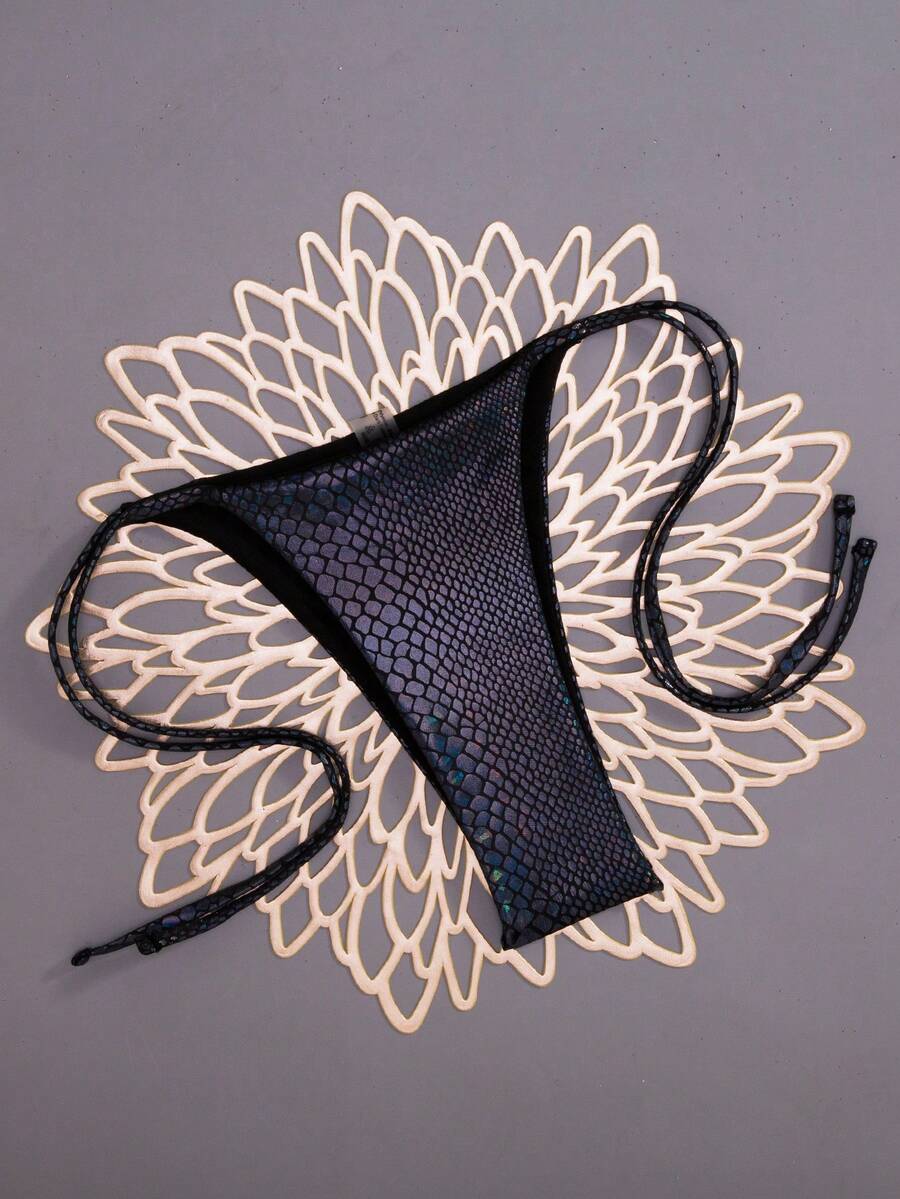 New Fashion Snake Skin Foil Bikini Set For Women - Black - View 1