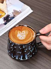 1个陶瓷拿铁咖啡杯，高品质可爱情侣水杯，个性化牛奶麦芽早餐杯，创意220毫升办公杯（窑烧颜色可能略有不同，敬请谅解） - 彩色 - 查看 2