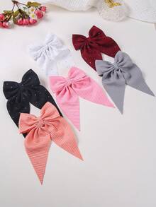 8pcs/Set Girls Colorful Rhinestone, Striped, Bow Hair Clips, Hair Accessories, Barrettes, Claw Clips, Suitable For School, Daily Use - Multicolor - View 3