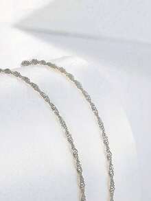 1件S925纯银波浪纹项链，配有指链和脚链，适合女性日常佩戴，也是一份很棒的生日礼物。 - 腳鍊 - 查看 6