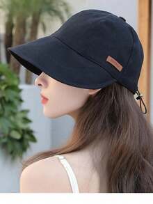 1pc Women's Drawstring Waffle Knit Baseball Cap, Fashionable Sun Protection Beach Travel Hat, Suitable For Spring/Summer - Sun Hat - View 18
