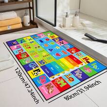 1pc Interesting Education Area Rug For Living Room, Bedroom, Playroom, Nursery Classroom With Letters, Numbers, Shapes Printed Children's Educational & Fun Play Area Rug For Boys And Girls ,Room Decor - Navy Blue - View 12