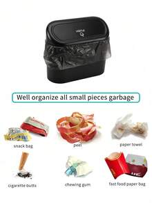 Kosz na śmieci do samochodu z pokrywą, szczelna konstrukcja, możliwość przechowywania chusteczek, obierków i innych śmieci, wielofunkcyjny kosz na śmieci do samochodu, łatwy do czyszczenia i demontażu, odpowiedni na przednie i tylne siedzenia, do biura i domu, odpowiedni zarówno dla mężczyzn, jak i kobiet, idealny wybór do organizacji samochodu i doskonały dodatek do wnętrza. - Czarne - Zobacz 9