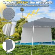10 X 10FT Pop Up Canopy Tent W/ 1 Sidewall Portable Backpack, 4 Stakes Slant Leg - Default - View 7