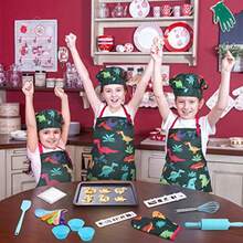 CYPNAnpro Juego completo de cocina y horneado para niños 27 piezas incluye delantales para niñas gorro de chef manopla y utensilio para disfrazarse de chef juego de rol profesional para niños de 3 a 7 añosFashion - 224536109 - Ver 6