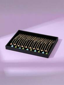 1 pieza Caja de almacenamiento de collares, bandeja de exhibición de joyas con tapa transparente para collares y colgantes, adecuada para mujeres y niñas, soporte en forma de T, bandeja de joyas de terciopelo, soporte para anillos, gabinete de exhibición, exhibición de joyas, caja de almacenamiento de anillos - Multicolor - Ver 15