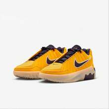 Nike 兒童舒適透氣緩震訓練多功能運動休閒籃球鞋 - 黃色/黑紫色 - 查看 2