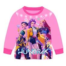 2pcs K-Pop Girl Group Pajama Set, Long Sleeve Sleepwear Top + Pants, Ages 6-10 - Blue - View 7