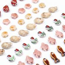 1/2/3/5pcs Ceramic Printed Beads With Center Hole, Multiple Designs Available, DIY Jewelry Making Beads For Necklace, Bracelet, Earrings, Printed Ceramic Round Flower Beads Craft Spacer Beads