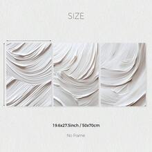 3幅中性米色柔和色调极简主义墙面艺术画，米白色波浪抽象印花，笔触海报，现代墙面装饰，帆布画，适用于客厅、卧室、厨房、家庭办公室、咖啡馆、酒吧、宿舍、走廊、家居和房间装饰，不含画框 - 淺灰色 - 查看 12