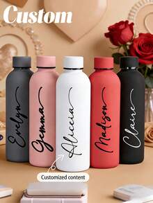 1pc Customized Double-Layer Stainless Steel Coffee Cup/Soda Bottle, Sports Insulated Water Bottle, 500ml/17oz Personalized Name Cup, Multiple Colors Available, Suitable As Back To School, Holiday And Birthday Gift For Boys And Girls