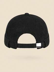 1件男女通用复古树皮贴片灯芯绒水手帽，可调节无檐水手帽，休闲街头风摩托车潮人报童帽 - A - 查看 3