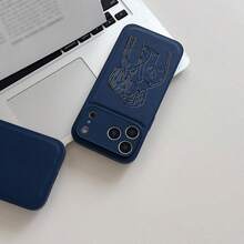 Customized Photo 3D Laser Engraved Sketch Line Art Style Phone Case, Suitable For IPhone 17/16/15/14/13/12/11 Pro Max And Plus Series, Litchi Texture, Shock-Proof And Scratch-Resistant, Camera Lens Protection, Sketch Style Design, Perfect Gift For Birthday, Anniversary, Christmas - Màu xanh lam - Xem 9