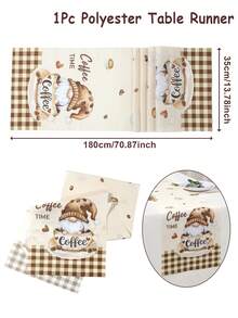 1pc Brown Gnome Table Runner,Gnome Design Table Cloth,Festive Dining Table Cover,Decor For Home,Holiday Decoration For Kitchen , Dining Decor Table Runner,Valentine's Day Decor,Holiday Gift - Coffee Doll - View 10