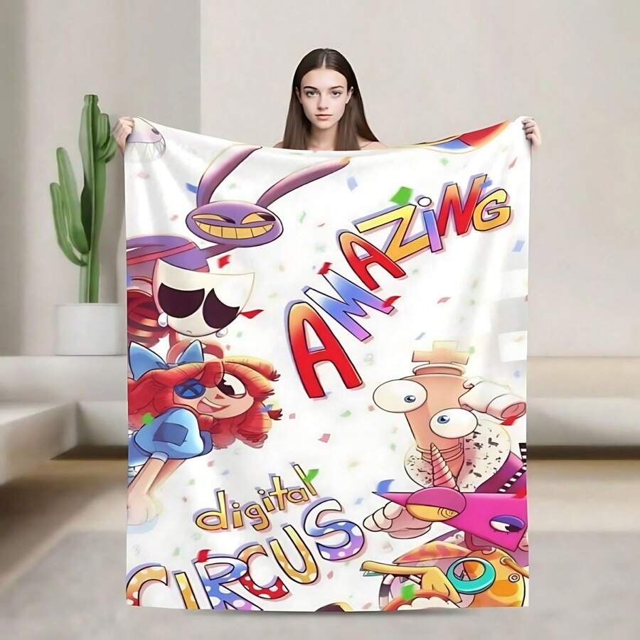 Flannel Throw Blanket,A-Amazing D-Digital Anime Circus Cozy Super Soft Flannel Blanket, Funny Game Theme Warm Throw Blanket For Living Room, Home Decor, Cozy Soft Flannel Blanket & Suitable For Birthday Anniversaries, Valentine's Day, Thanksgiving, Christmas, Halloween, Wedding, New Year Gifts Provide Personalized Ideal Gifts For Her, Him, Family Members, Boyfriends, Girlfriends, Fathers, Family Members, Mothers, Lovers, Daughters, Sons, Grandfathers, Grandmothers, Friends, Classmates And Pets. Sofa, Bed, Car, Bedroom, Living Room, Office, Outdoor Camping, Beach, Wall Decoration, Bedroom Decor,  Halloween Blanket, Fall Decor, Fall Decorations For Home, Christmas Party Theme Blanket, Christmas Decor, Office Decoration - multicolour 5 - 查看 1