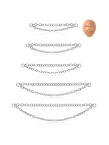 5件装鼻链穿孔不锈钢鼻环，横跨鼻梁，心形双鼻孔鼻梁饰品，男女通用，镀银，尺寸：32/35/40/45/50毫米 - 銀色 - 查看 14