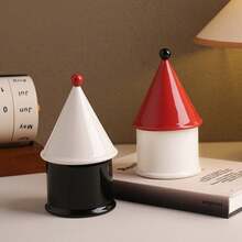Modern Minimalist Toothpick Box - Elegant House-Shaped Organizer With Open Lid, Beige & Red Accent Table Decor Dining, Bathroom, Office - Multi-Purpose Storage Toothpicks, Floss, Swabs - Luxury Decoration Idea, Decorative Toothpicks - 紅色 - 查看 12