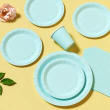 Sky Blue Disposable Plates, Napkins, Cups - 25 Guest Party Supplies Set, Disposable Paper Plates Suitable For Birthday, Wedding, Theme Party, Family Picnic - Multicolor - View 4