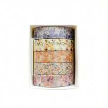 5 Rolls And Paper Tape Floral Series Tear Non-Scratch Decorative Stickers Are Suitable For Diaries, Albums, Schedules And Party Decorations - Style9 - 查看 1