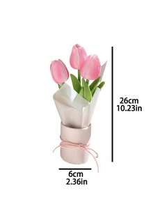1 束优雅郁金香花束，装在小花桶中 - 非常适合家居装饰、生日礼物和拍照道具，也适用于情人节、感恩节、母亲节和毕业典礼等庆祝活动，是理想的花卉装饰。 - 彩色 - 查看 7