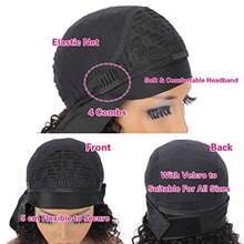 DAISI Headband Wig Human Hair Curly Wigs For Black Women Brazilian None Lace Front Wigs 150% Density Natural Black Headband Wigs Gluel Wig With Elastic Band For Beginners 10 Inch - HeadbandJCBobWig - View 3