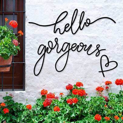 1pc Minimalist Metal Wall Hanging Decor, "Hello Gorgeous" Simple Heart Shaped Wall Art, Suitable For Bedroom, Living Room, Kitchen, Bathroom, Cafe Decoration, Gift For Him/Her