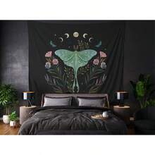 Luna And Forester Indoor Wall Tapestries, Boho Wall Hanging, Moon Phases Tapestry, Luna Moth Wiccan Home Decor, Dorm Room Decor - A - 查看 2