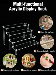 1 قطعة منظم مكياج من الأكريليك، رف عرض شفاف متعدد الطبقات، مناسب للعطور والمجوهرات ومستحضرات العناية بالبشرة والمستحضرات التجميلية، للحمام والغرفة والديكور المنزلي، هدية عيد الحب - شفاف - مشاهدة 2