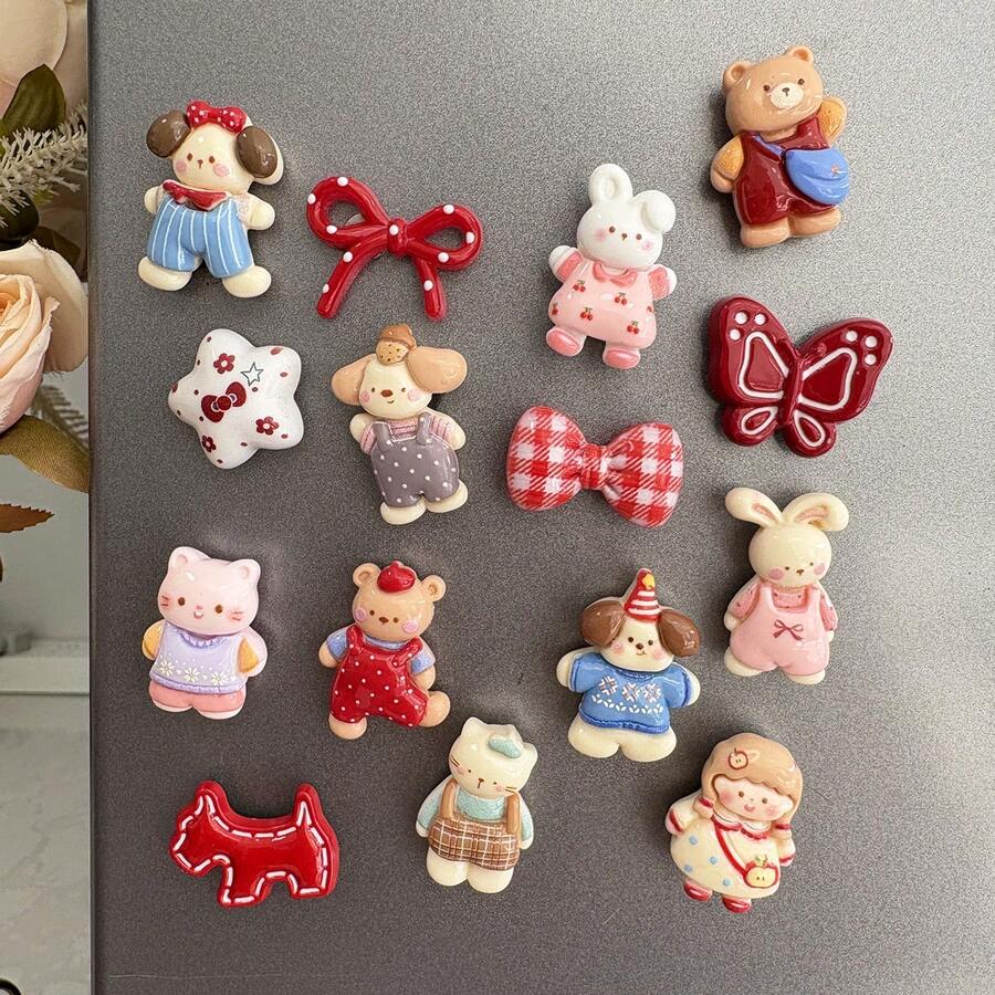 Cartoon Character Resin Fridge Magnets - Adorable Animal Magnetic Stickers,Decorative Magnets, Creative Home & Kitchen Sticker Gift,Realistic 3D Kitchen Decoration, Kitchen, Office Whiteboard, Dishwasher, Resin Refrigerator Magnets - Multicolor - View 1
