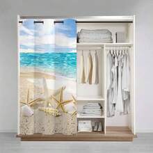 Beach Doorway Curtain Starfish Shells Blue White Sky Door Cover Curtain Books Closet Curtain Bedroom Living Room Closet, 1 Panel 34\ W X 80\ L - Bãi biển - Xem 5