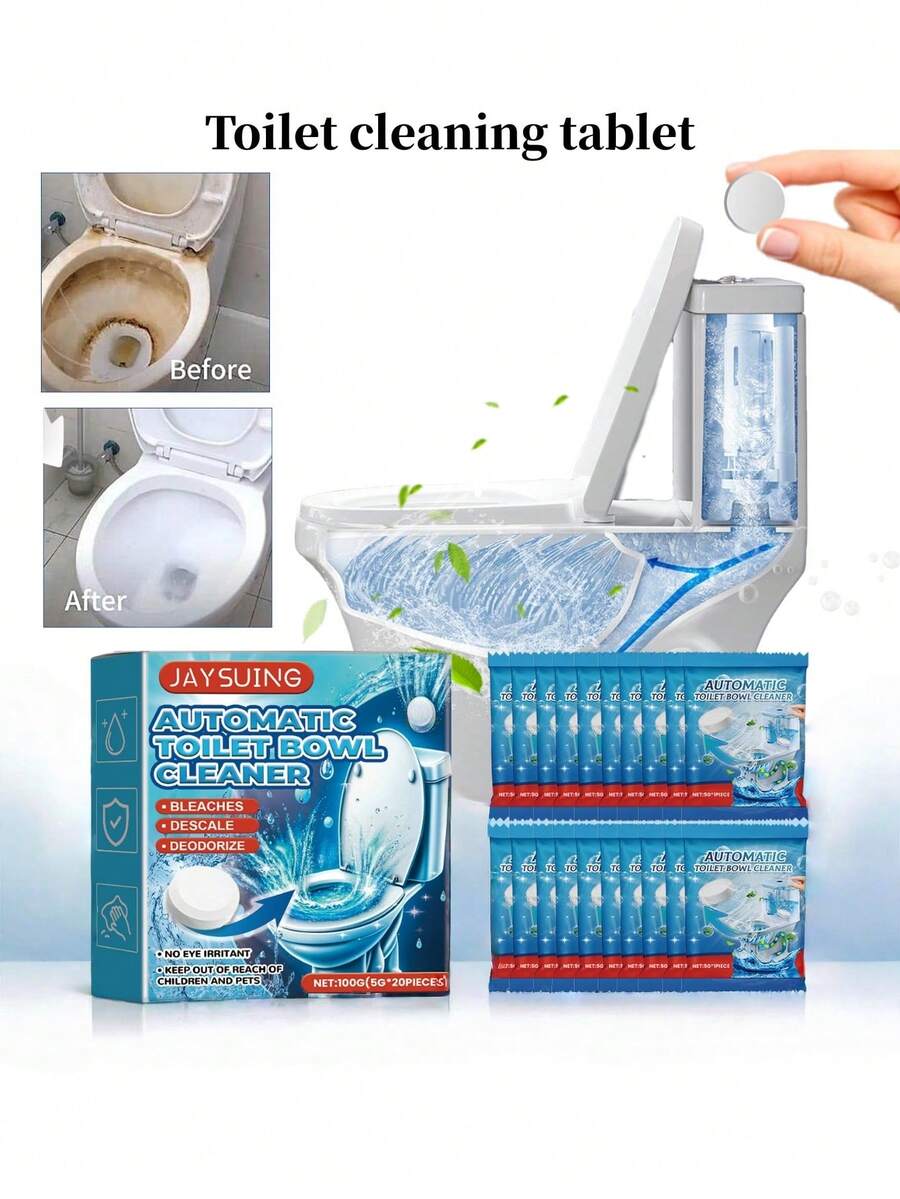 Toilet Cleaning Tablets, Efficient Toilet Cleaner, Stain Remover, Descaler, Deodorizer Effervescent Tablets