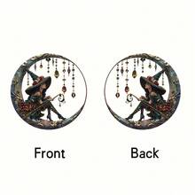 1件亚克力女巫帽装饰品，彩色玻璃艺术壁挂，适用于庭院、花园、卧室家居装饰、万圣节装饰，2D - 多色-金繩 - 查看 6