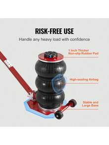 Air Jack  3 Ton 6600 Lbs Triple Bag Air Jack  Airbag Jack With Six Steel Pipes  Lift Up To 17.7   3-5 S Fast Lifting Pneumatic Jack  With Adjustable Long Handle For Cars  Garages  Repair (Red) - 紅色 - 查看 6