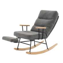 Comfortable Rocking Chair, 100 Cm High, 58 Cm Seat Width, With Gravity Height Adjustment, Manual Footrest, Stable And Non-Slip Tilt Function, Rocking Chair, Chaise Longue