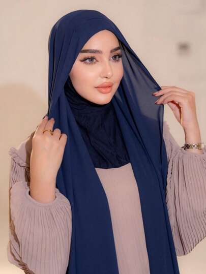 1pc Women's Classic Casual Pullover Instant Chiffon Scarf, Solid Color, Comfortable, Breathable Modal Fabric Neck Warmer, Headscarf, Versatile Head Wrap, Suitable For Hijab Outfit, Daily Wear