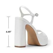 Women Chunky High Heeled Sandals 2026 New Spring Summer Sexy Open Toe Ankle Strap Super High Heel Sandals Suitable For Party Runway - 白色 - 查看 4