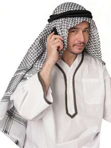 1条阿拉伯头巾，迪拜风格头巾，适合男士在各种场合佩戴