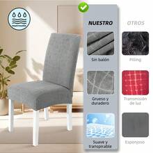 6 Pzas cubiertas de silla resistentes a salpicaduras en unicolor,Elástica Protectora De Silla Comedor Removible.cubierta moderna para silla de comedor de poliéster elástico, La cubierta de la silla es adecuada para la mayoría de las sillas, y la tela de alta elasticidad puede adaptarse a su silla muy bien y hacer que su silla se vea más fresca.  La cubierta de la silla de comedor puede transformar su vieja silla en una nueva, actualizar su decoración interior, extender la vida útil de la silla y ahorrar su dinero. Las fundas decorativas para sillas se pueden utilizar en salones, banquetes de boda, hoteles, conferencias, celebraciones, ceremonias, restaurantes, etc.todas las estaciones. - Gris claro gris claro - Ver 6